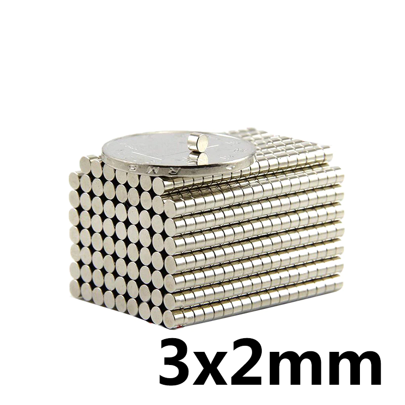 20~3000pcs 3×2 Search Minor Diameter Magnet 3mm x 2mm Bulk Small Round Magnets 3x2mm Neodymium Disc Magnets 3*2 strong magnetic