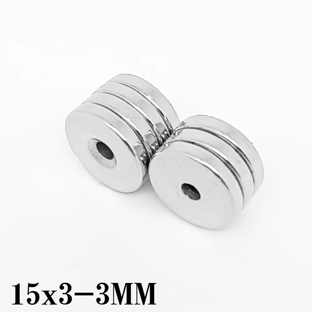 5/10/20/30/50/100PCS 15X3-4 mm Small Round Search Magnet 15X3 With Hole 15×3-5mm Countersunk Neodymium Magnet Disc 15*3-3 N35