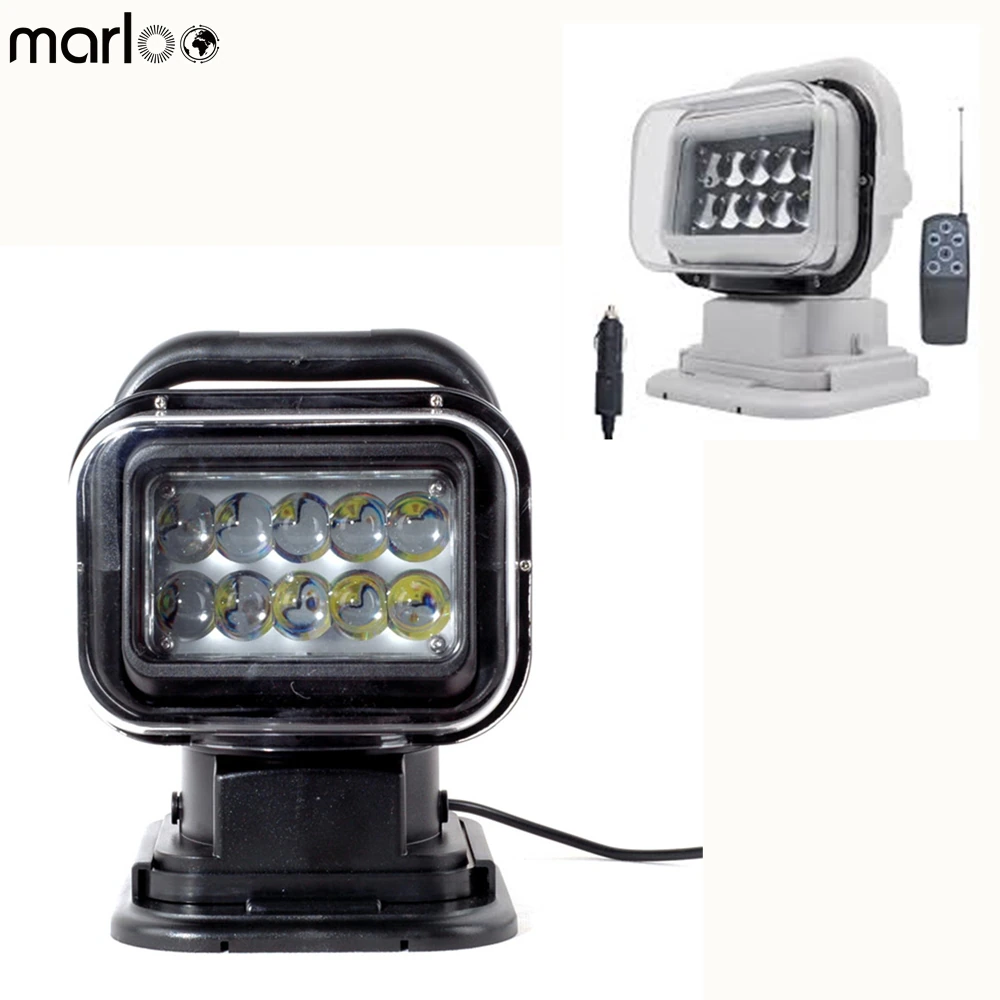 LED Marine Remote Control Spotlight Offroad Truck Car Boat Search Light 50W 360 Degree For Cars Auto Led Searching Light