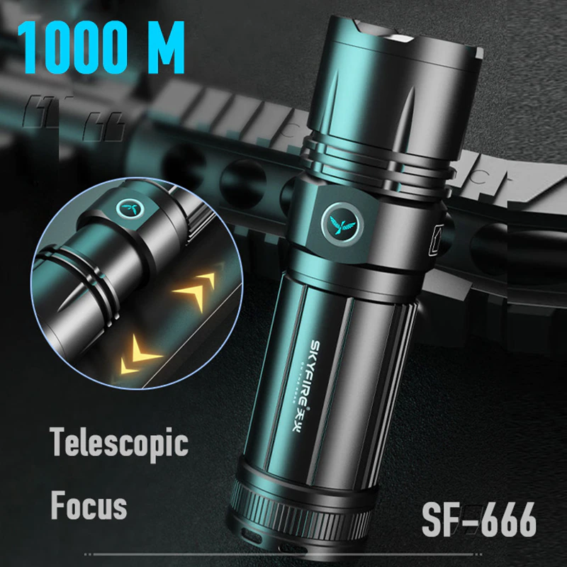 Laser Flashlight 1000 Meter 9000 mA Battery Type C Rechargeable Tactical Military Search Zoom Flashlight Super Bright Torch