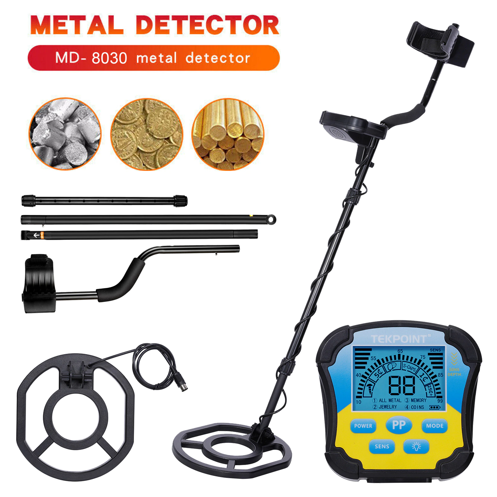 Metal Detector MD8030 Lightweight Gold Finder 10'' IP68 Waterproof Search Coil 4 Modes Professional High Accuracy Gold Detector post thumbnail image