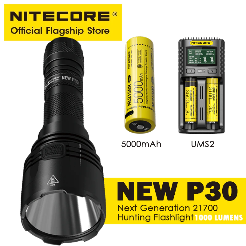 NITECORE NEW P30 Spotlight Long-Range 21700 Lithium Battery Outdoor Search Rescue Adventure Flashlight Hunting LED Searchlight