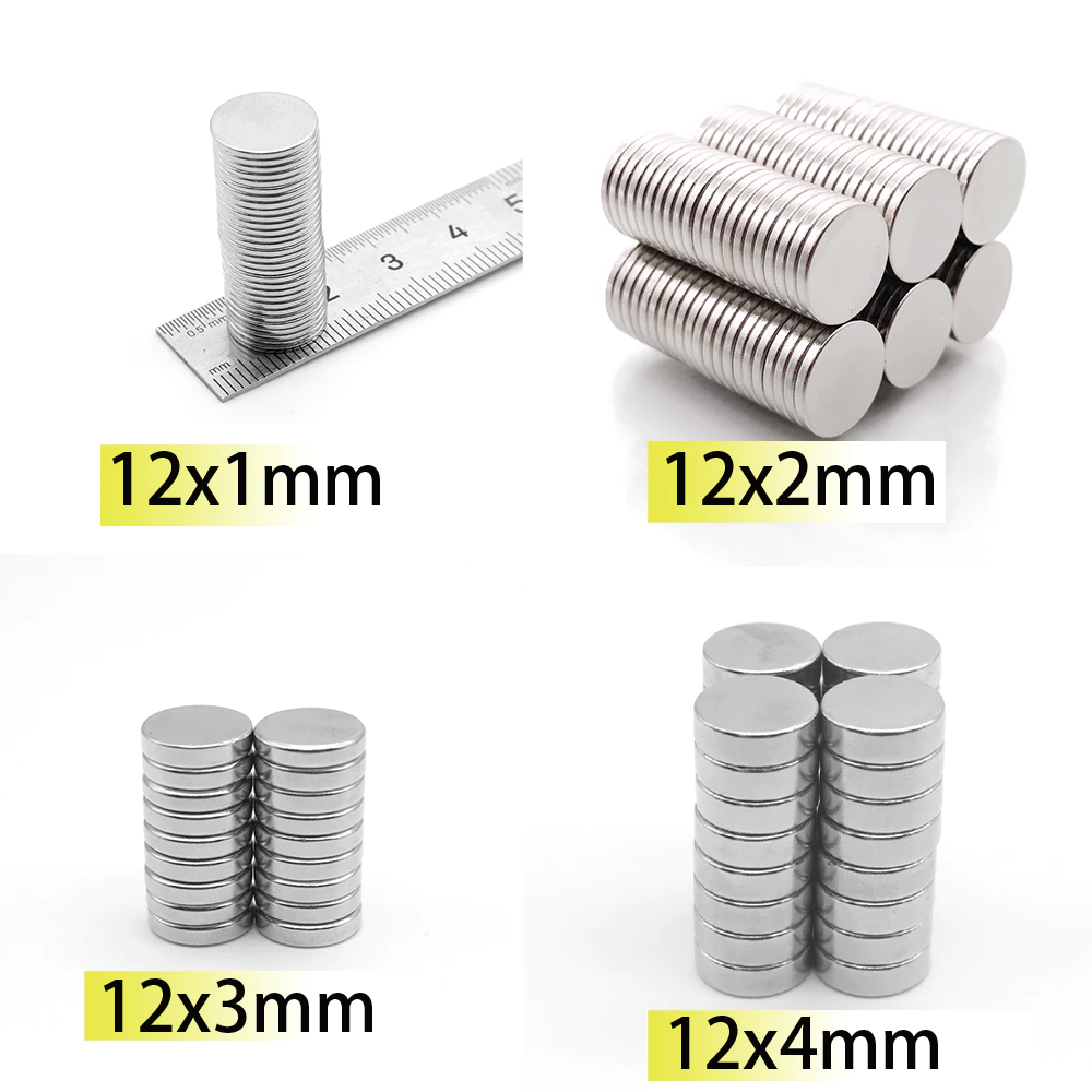 12x1mm 12×2 12×3 12×4 Magnet Superpower10*10mm N35 Neodymium Seach Magnets Nickle Coating Search Magnetic Fridge DIY POPULAR