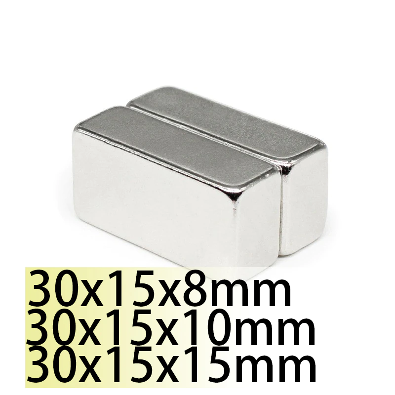 1/5/10pcs 30x15x8 30X15X10mm 30X15X15mm  Rectangle Square Neodymium Bar Block Strong Magnets Rare Earth Magnets Search Magnetic post thumbnail image