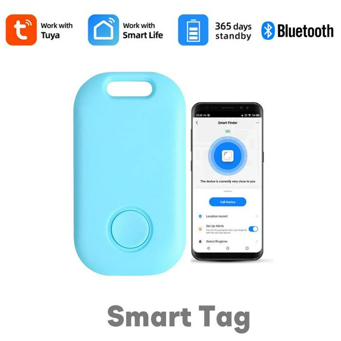 Tuya Mini Anti Lost GPS Tracker Keychain Alarm Smart Wireless Location Tracker Tag 2-way Search Key Finder Global Position