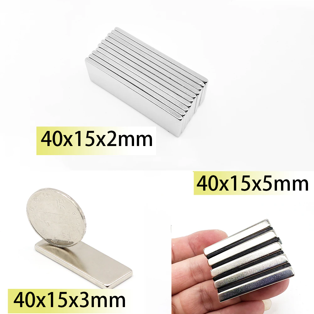 20/30pcs 40x15x2mm 40x15x3 40x15x5 Rectangle 40×15 Square Neodymium Bar Block Strong Magnets Magnets Search Magnetic Bar Ndfeb