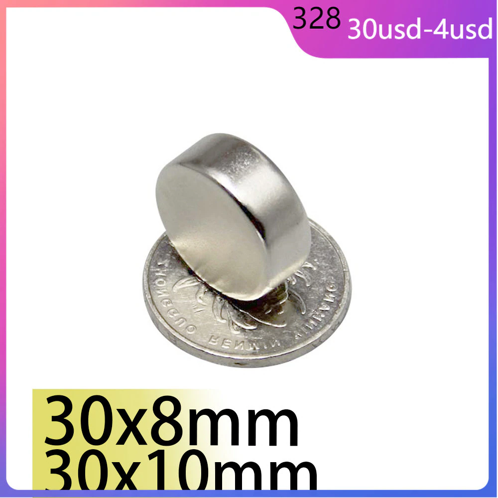 2/3pcs 30x8mm 30x10mm Magnet N35 Neodymium Magnets Nickle Coating 30x8mm Search Magnetic Fridge DIY Magnet Balls Toy Machine