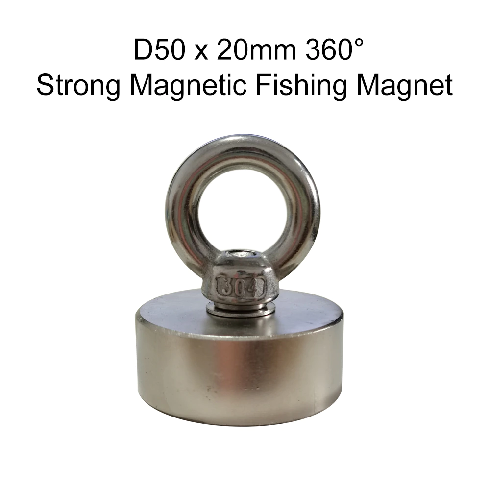 360° Super Strong Magnetic Naked Magnets Fishing Salvage Magnet Neodymium Magnet N52 D50x20mm for Searching Treasure in Deep Sea