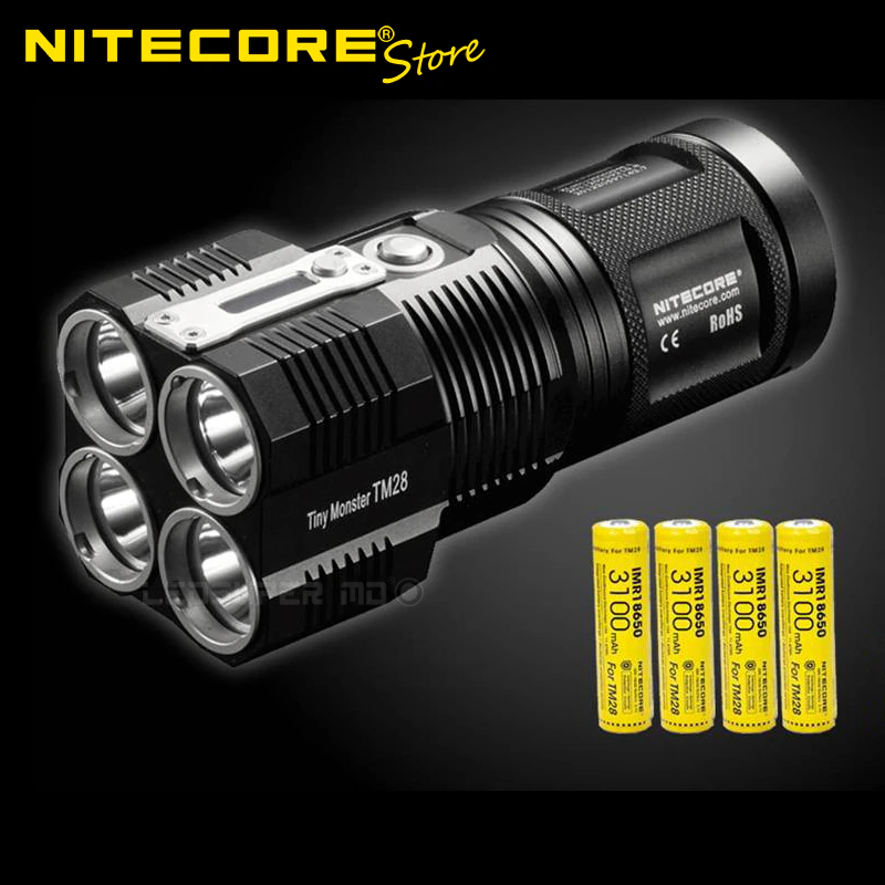 6000 Lumens Nitecore TM28 Tiny Monster CREE XHP35 HI LED Rechargeable Searchlight Flashlight with 4* 3100mAh 18650 batteries