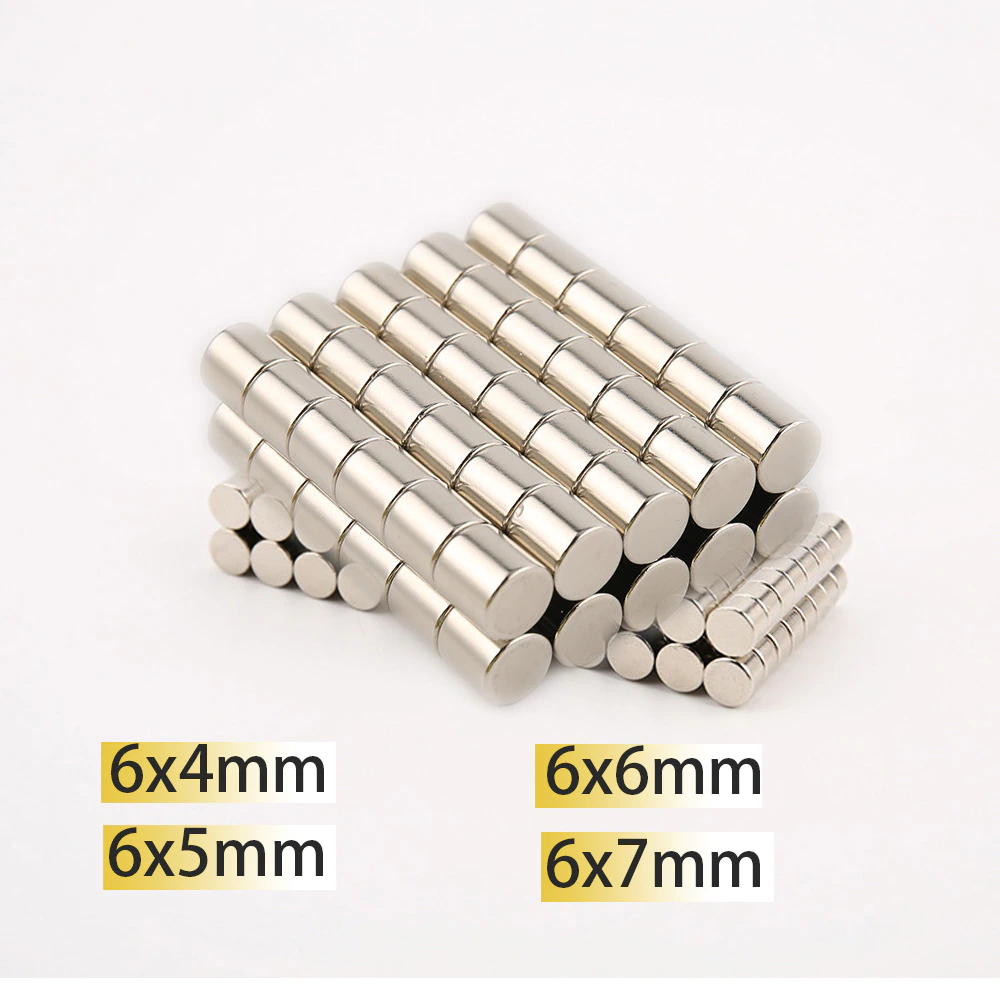 6x4mm 6x5mm 6x6mm 6x7mm Round Mini N35 Super Powerful Neodymium 6*4mm Magnets Fridge Search Magnetic Nickle Coating