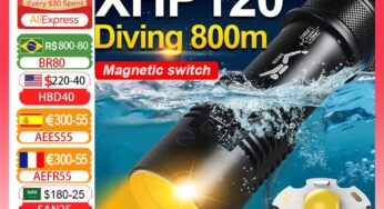 9000LM XHP120 Professional Waterproof Diving Flashlight 800m Underwater Scuba Diving Torch IPX8 Dive Light Using 26650 battery