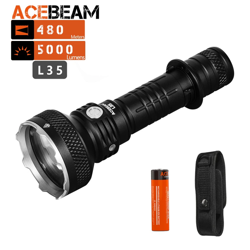 ACEBEAM L35 Powerful Flashlight 5000 High Lumens 525 Yard Long Rang Throw Tactical Flashlight for Duty, Search and Outdoor Use