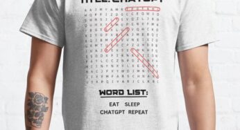 CHATGPT EAT SLEEP CHATGPT REPEAT SQUARE WORD SEARCH 2023 O neck t shirt YINBU Brand Top quality graphic tees