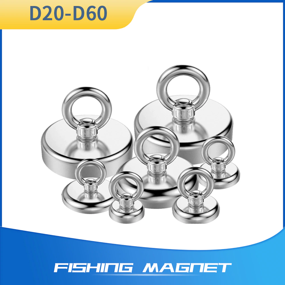 D20 D25 D32 D42 D48 D55 D60 Strong Neodymium Magnet N35 Search Magnet Fishing Magnet N35 Super Powerful Salvage Magnet with Ring