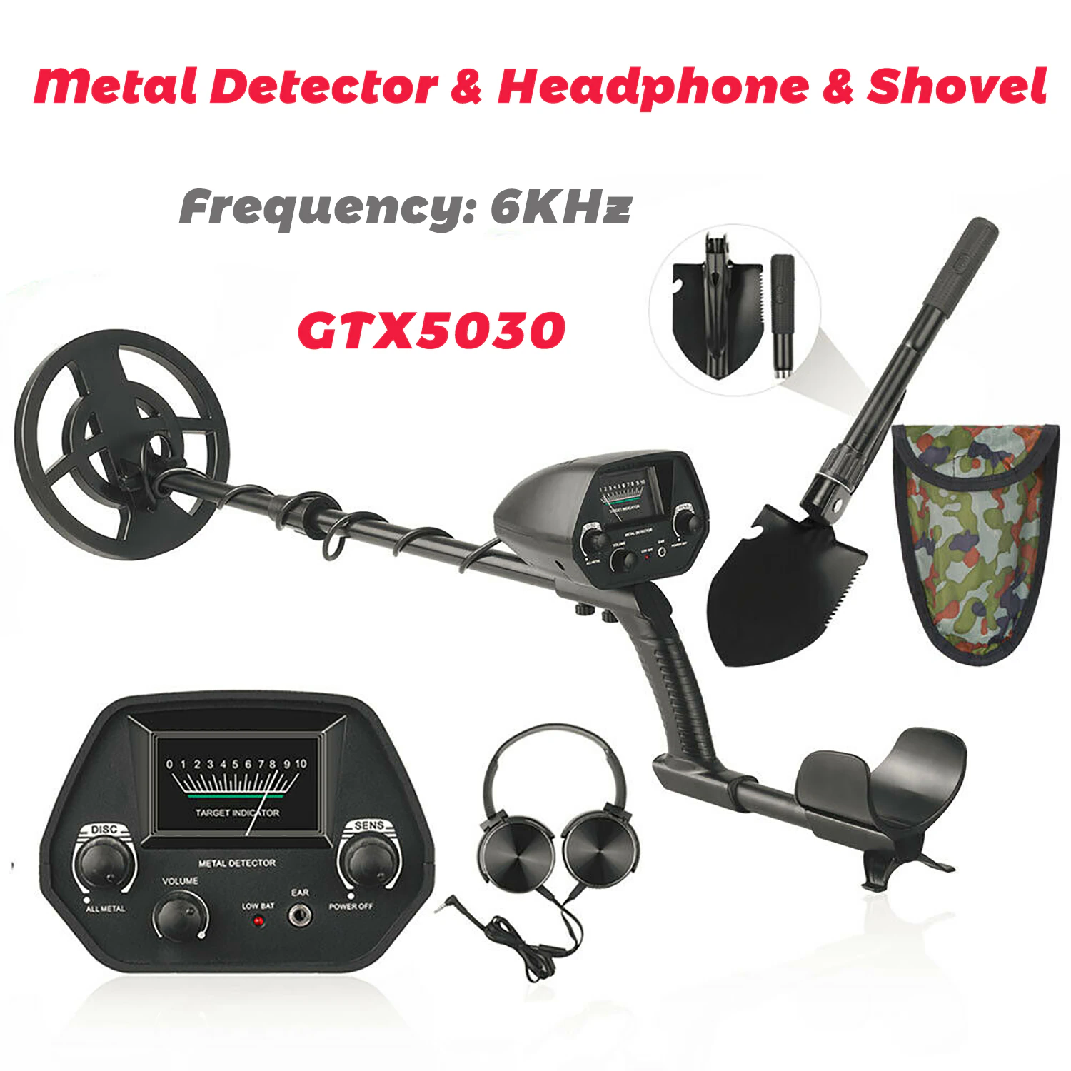 GTX5030 Metal Detector Deep Sensitive Search Gold Digger & Headphone & Shovel SALE