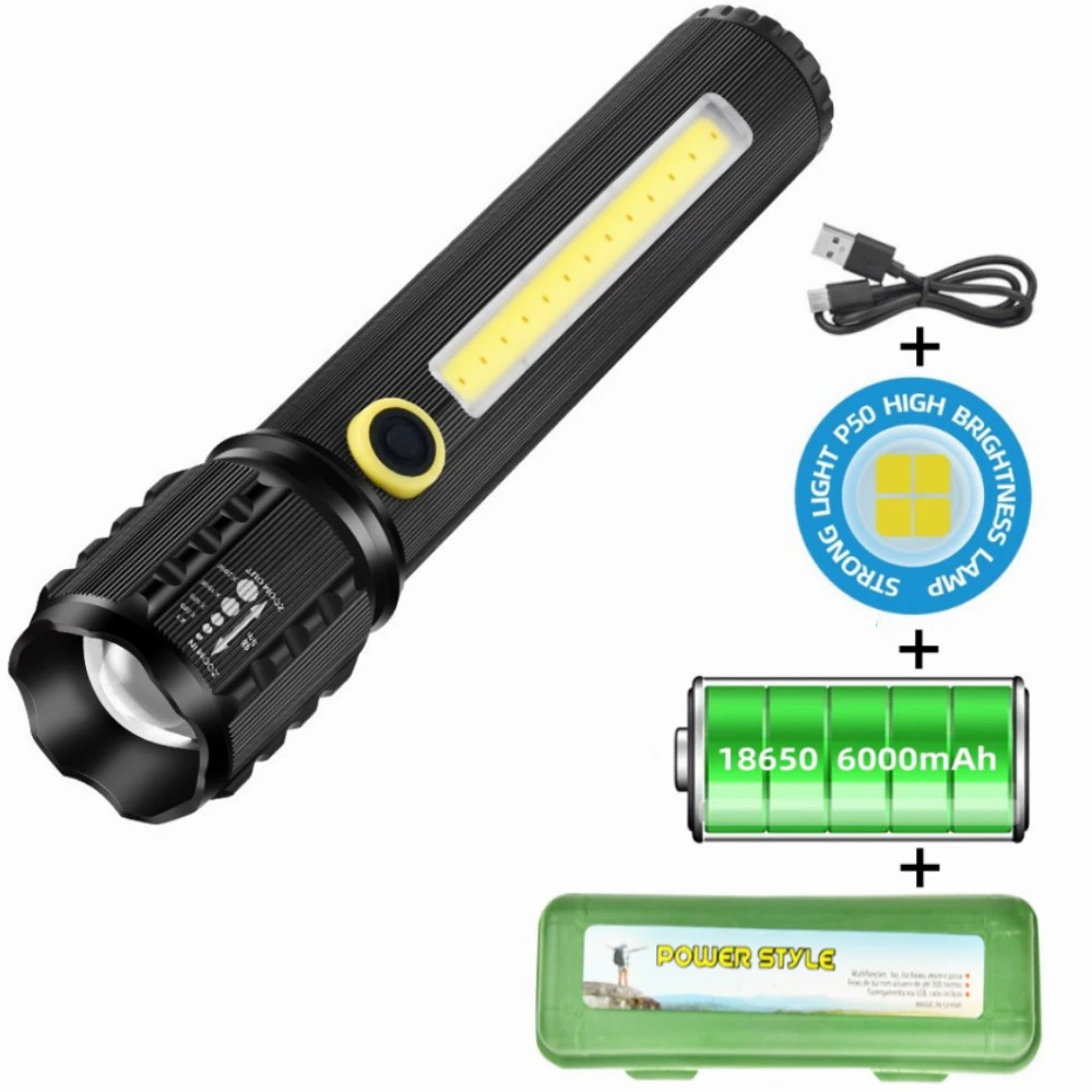 High Power Rechargeable LED Flashlight Mini Zoom Torch Outdoor Camping Strong Lamp Lantern Waterproof Tactical Flashlight post thumbnail image