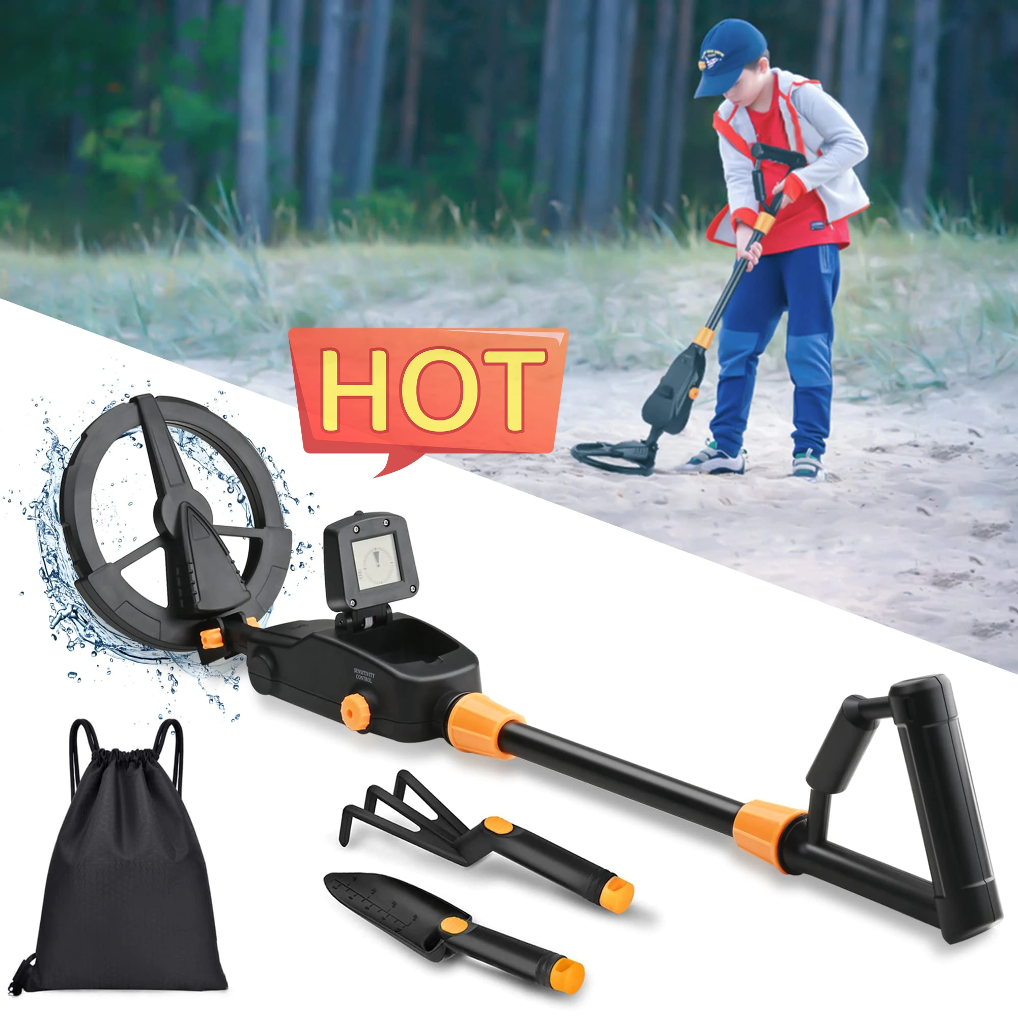 Metal Detector-7.4 Inch Gold Detector Lightweight Search Coil (24"-35") Adjustable，for Junior & Youth with High Accuracy