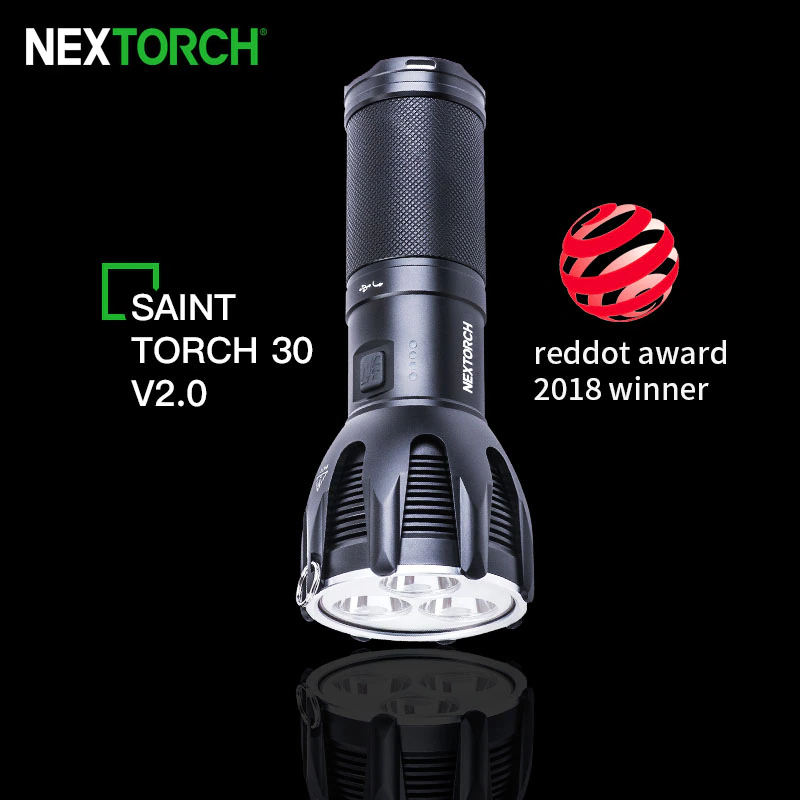 Nextorch Saint Torch 30 V2.0 Searching Flashlight with Rechargeable 4x2600mAh Battery Pack,8000LM 530M Beam Distance for Camping