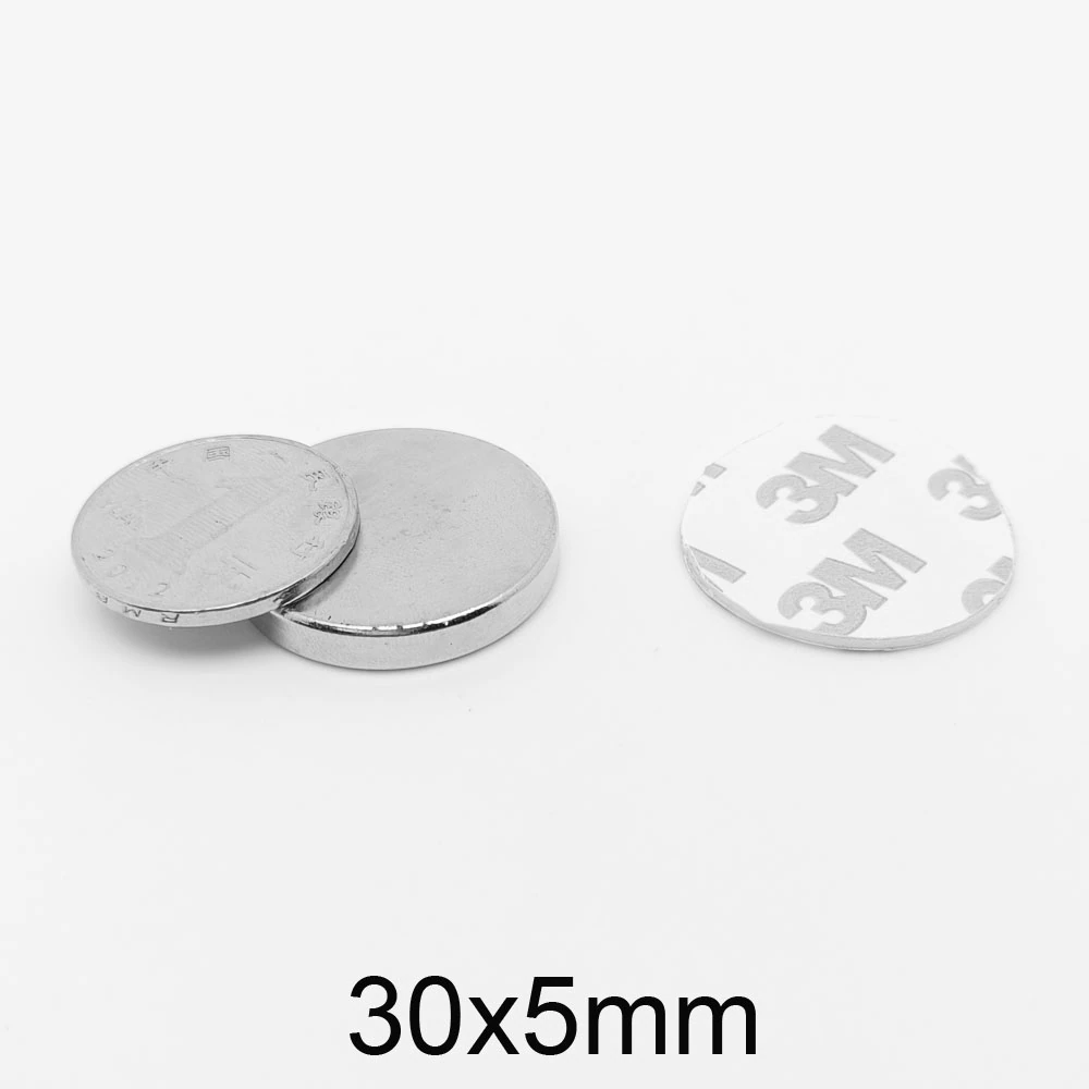 1/2/5/10/15PCS 30x5mm Disc Rare Earth Neodymium Magnet 30×5 Bulk Round Search Magnet With 3M Double-Sided Adhesive Tape 30*5 mm