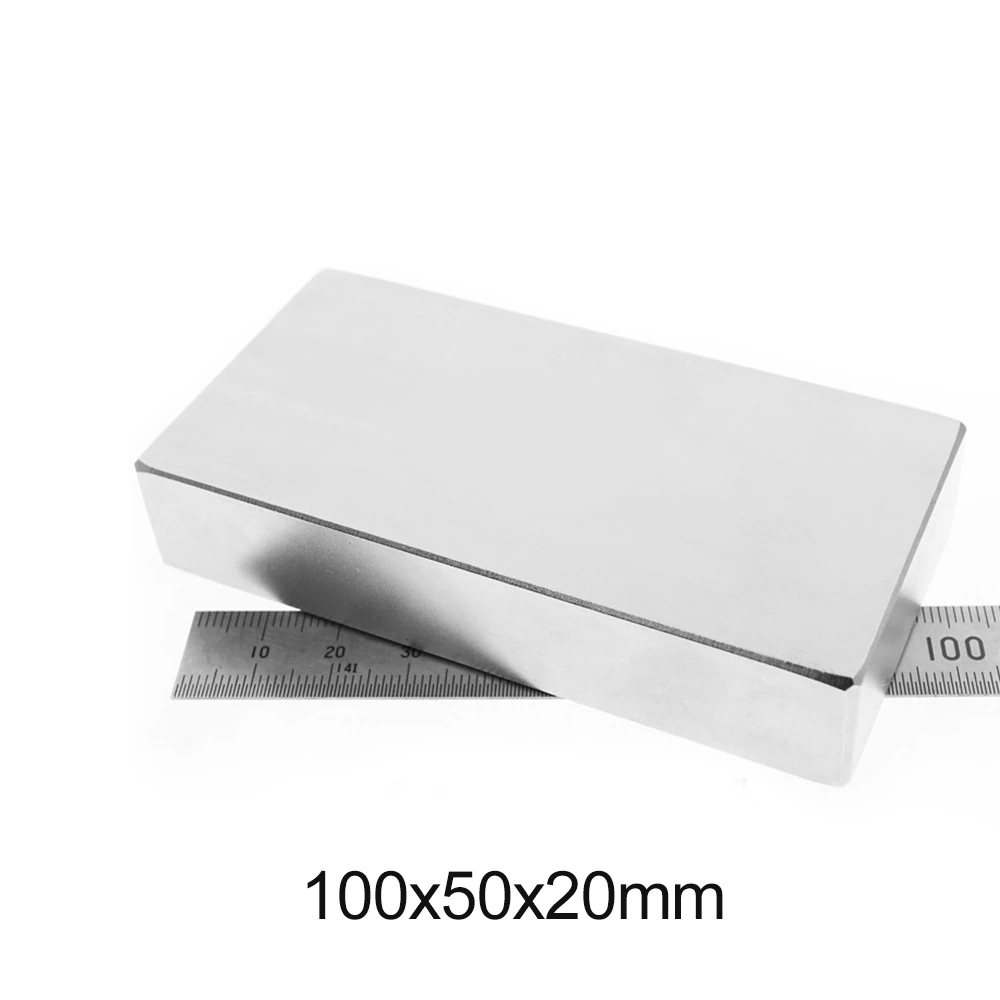 1PC 100x50x20mm Big Block Search Magnet Strong 100x50x20mm Thick Quadrate Neodymium Magnet N35 Permanent NdFeB Magnets 100*50*20