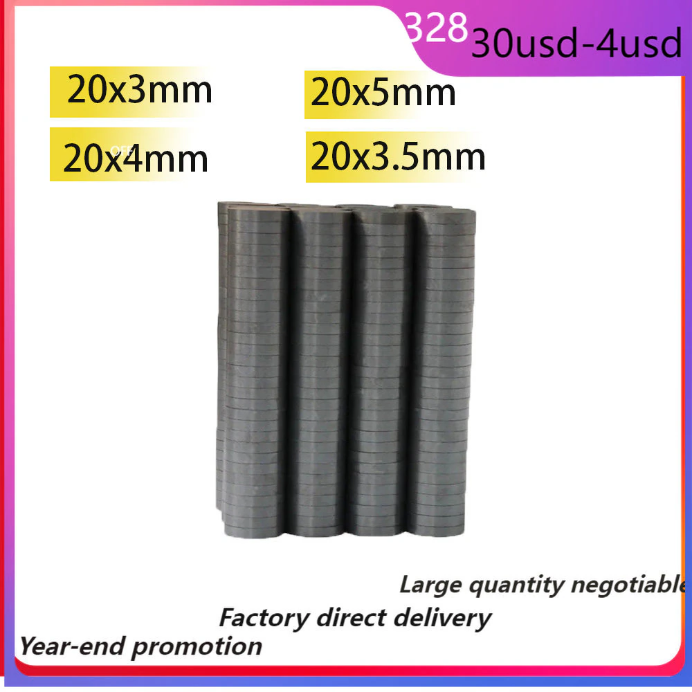 50/100pc 20x3mm 20x5mm 20x4mm 20×3.5 Round Ferrite ring Magnets Electric door Circular Search magnets N35 for Fridge Holder Car