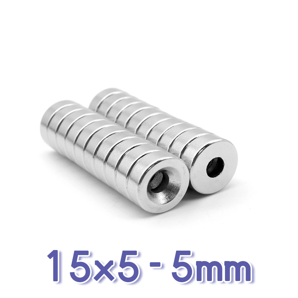 5/10/15/20/30/50PCS 15×5-4 Disc Search Magnet 15*5 mm Hole 5 mm Round Countersunk Permanent Neodymium Magnet 15×5-4mm N35 15*5-5