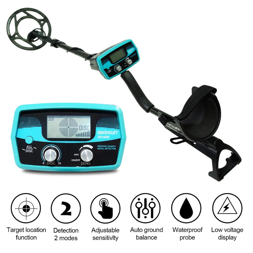 All-Sun TS180 Professional Underground Metal Detector Waterproof Gold Finder Treasure Hunter Length Adjustable