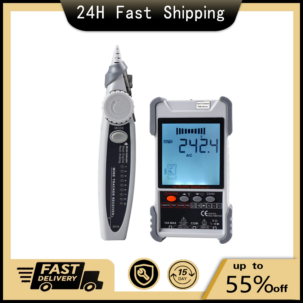 ET616 /ET618 LCD Display Analogs Digital Search POE Test Network Cable Tester Cable Pairing Electrical Instruments Accessories