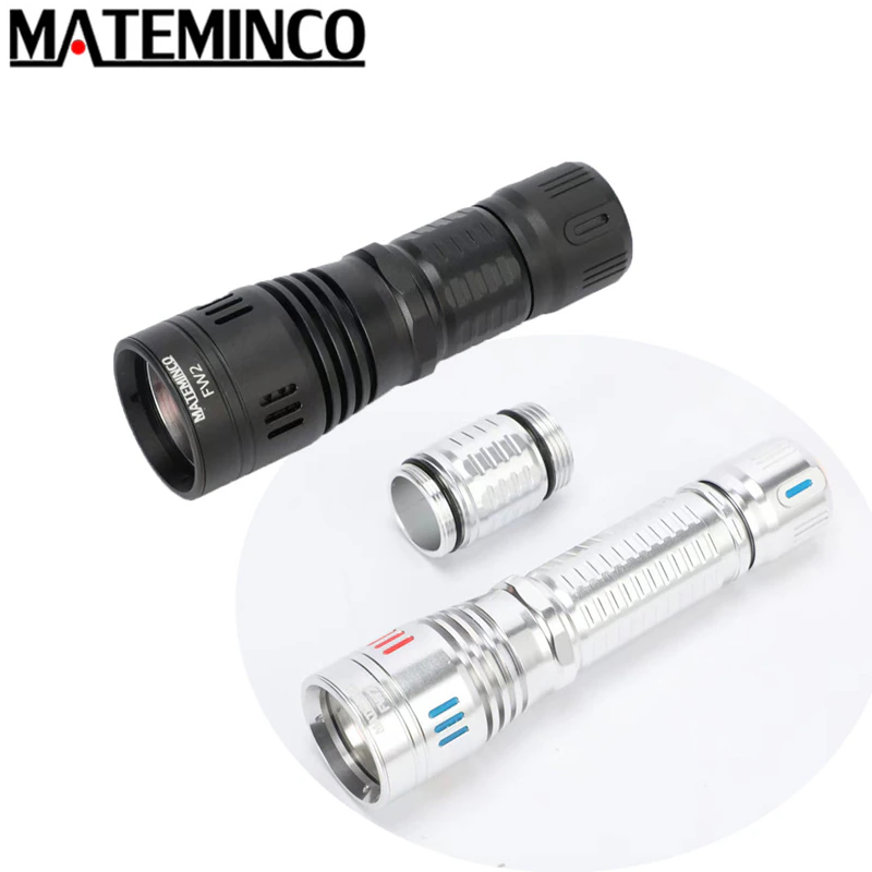 MATEMINCO FW2 LEP Flashlight Black Silver Max 310 Lumen Tactical Torch Long Beam Distance of 1303 Meter Tube 18350 18650 Battery