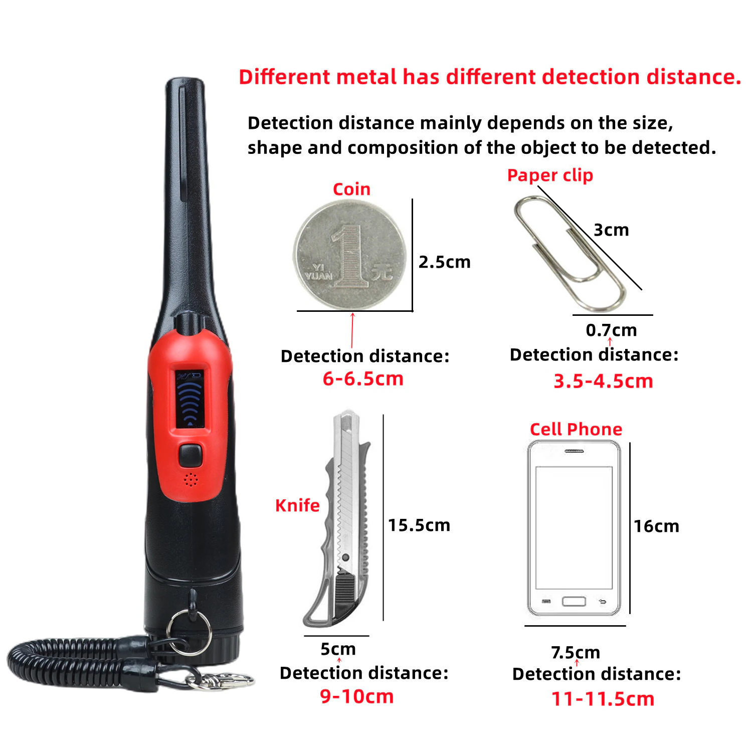 Pinpointer Metal Detector IP68 Fully Waterproof,Pinpointing Finder Probe,360° Search High Accuracy Treasure Hunting Tools