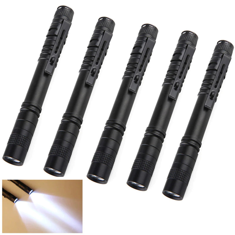 Portable Mini flashlight 1000 lumens 1 Switch Mode waterproof AAA battrey Small Penholder Pen Light For dentist Camping hunting