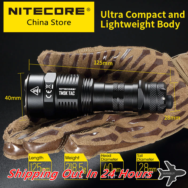 SALE Nitecore TM9K-TAC 9800Lumen Tactical Flashlight USB Rechargeable Powerful Searchlight Super Bright Build-in 5000mAh Battery