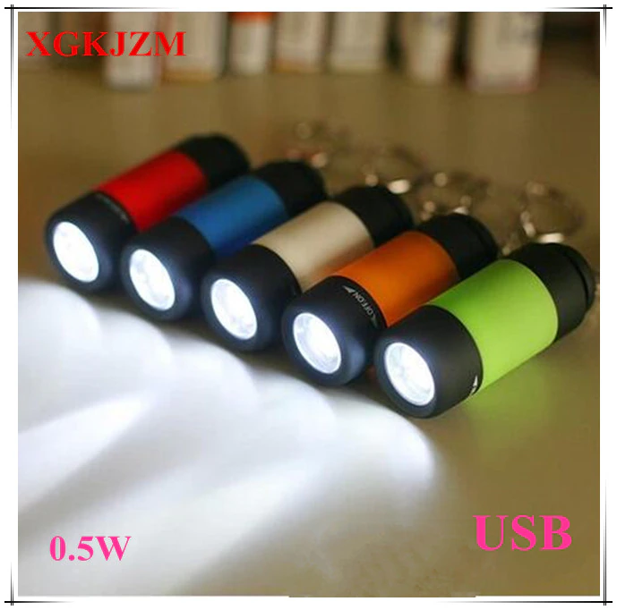 XGKJZM Upgraded Portable Mini Keychain USB Rechargeable Pocket Torch Flashlight Light Lamp 0.5W Multicolor Mini Flashlight